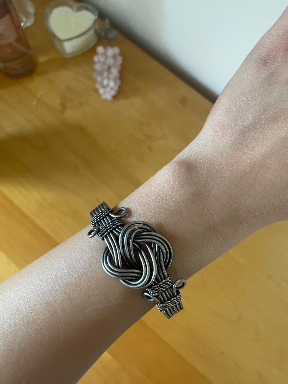 Handcrafted Silver-Tone Knot Wire Bracelet